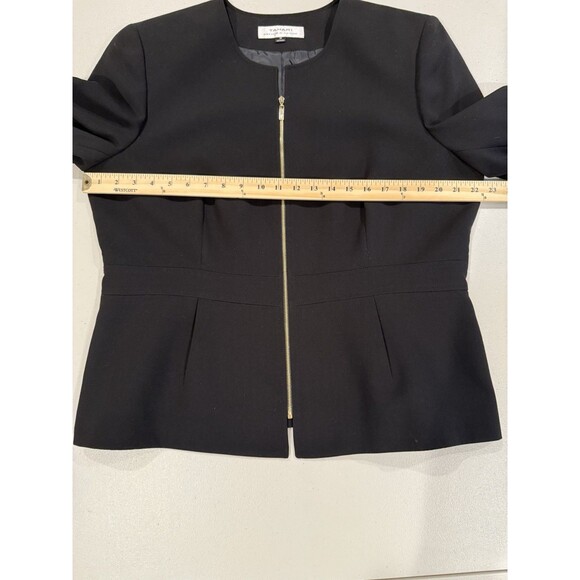 Tahari Zip Front Blazer Women 18 Black Structured Lined Career Business Workwear - Picture 4 of 6